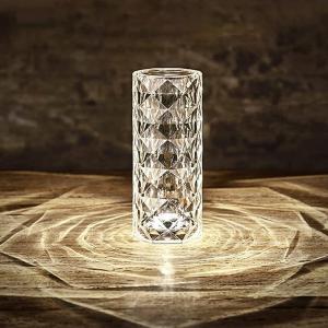 Crystal Diamond Table Lamp,Touch Control Bedside Lamp with USB Port,16 Color Changing Creative Romantic Rose Acrylic LED Light for Bedroom Living Room, Kids Room, College Dorm, Office